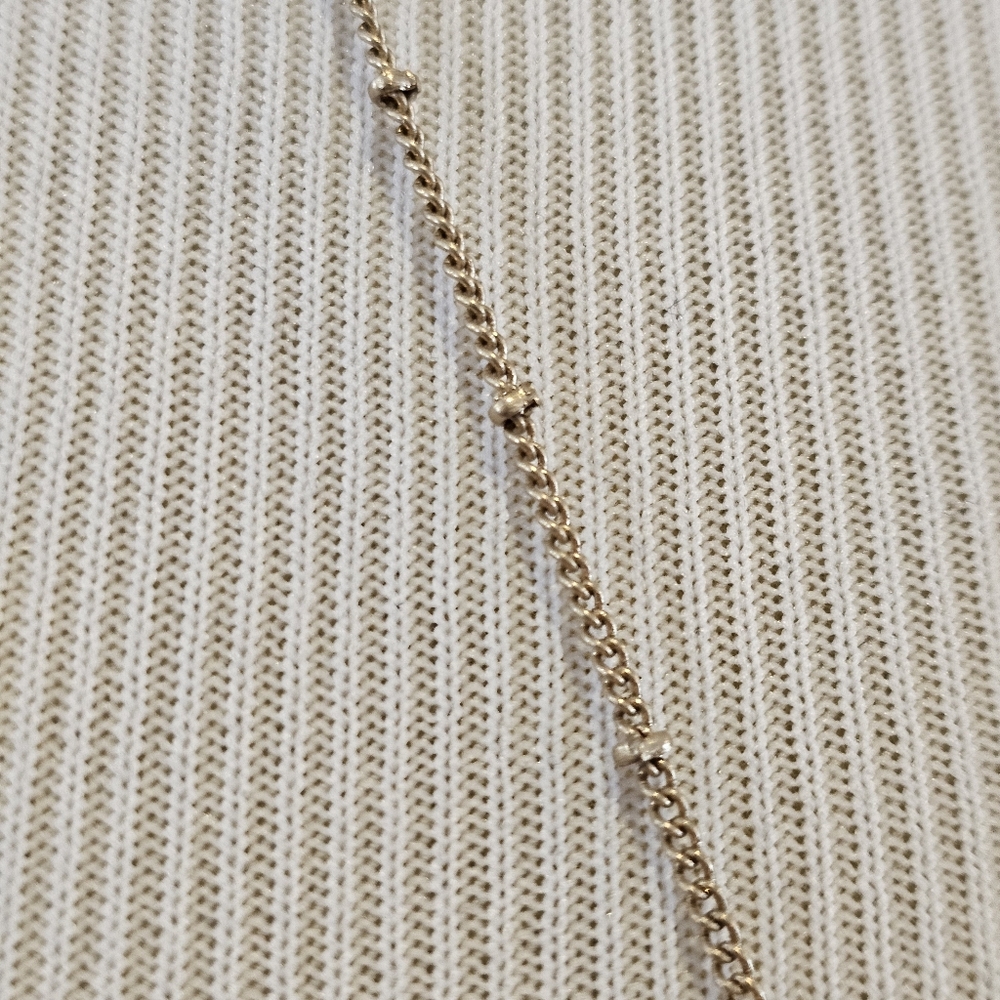 Faux Turquoise Cabochon/Rhinestone Pendant On a Matte Goldtone Necklace - Picture 4 of 6